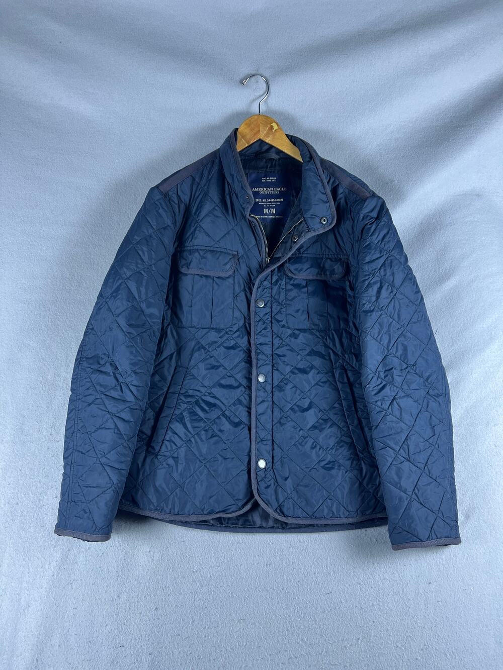 American Eagle Quilted Jacket Mens M Blue Zip Up Lightweight Insulated Barn Coat